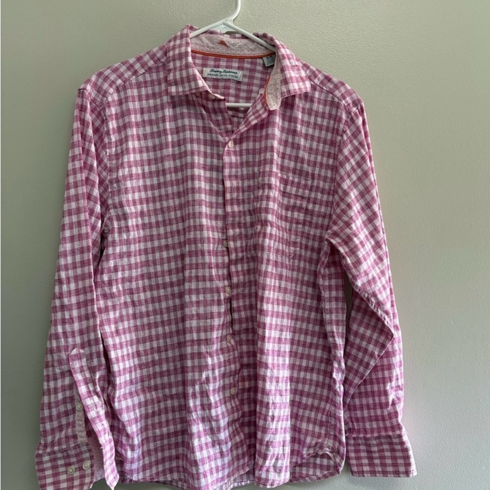 Tommy Bahama Barbados Breeze Stretch Pink Gingham Long Sleeve Shirt
